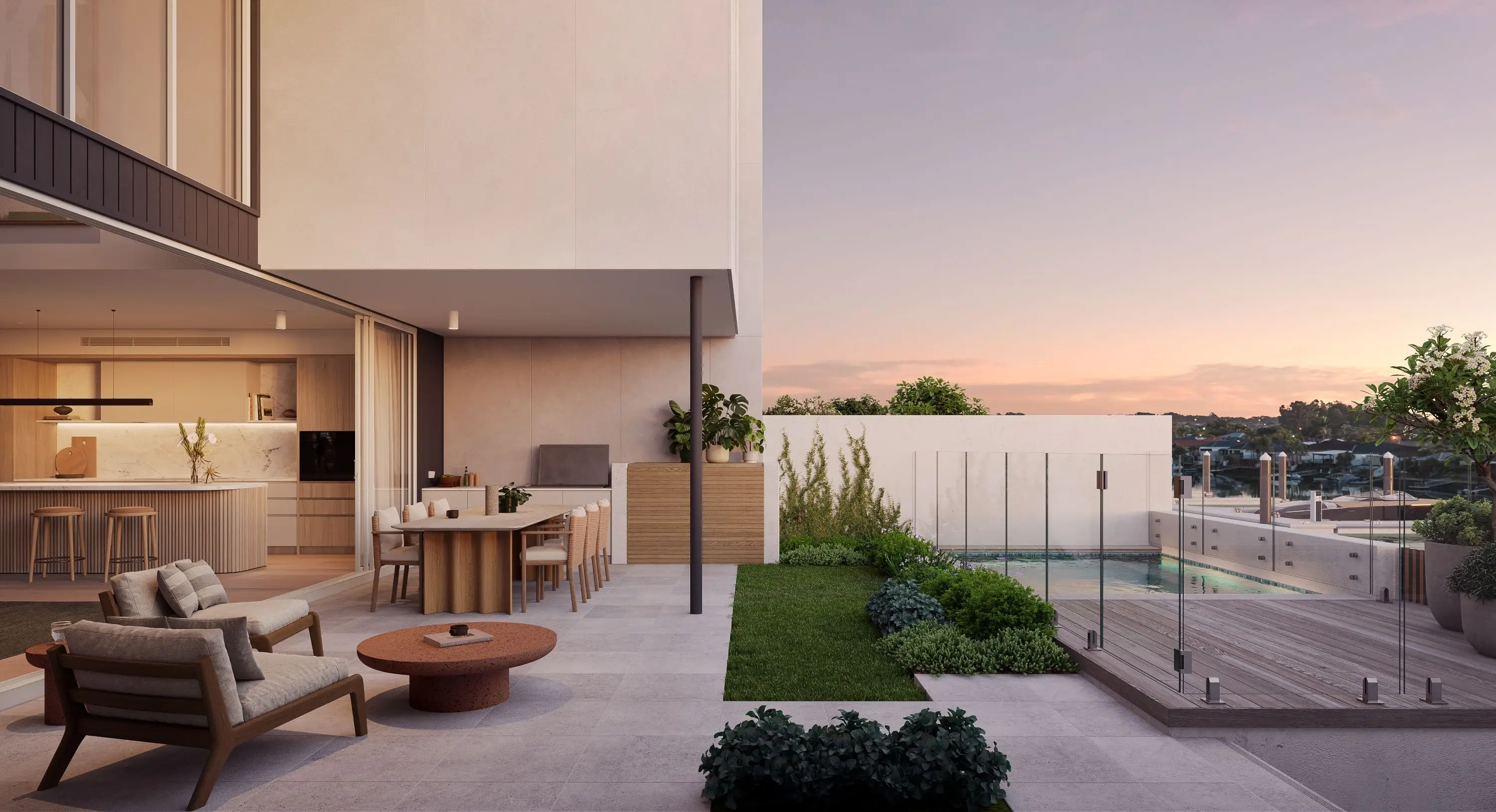 2007_2.13_interior_bldg4_kitchen_living_alfresco_villa5_ground_r001